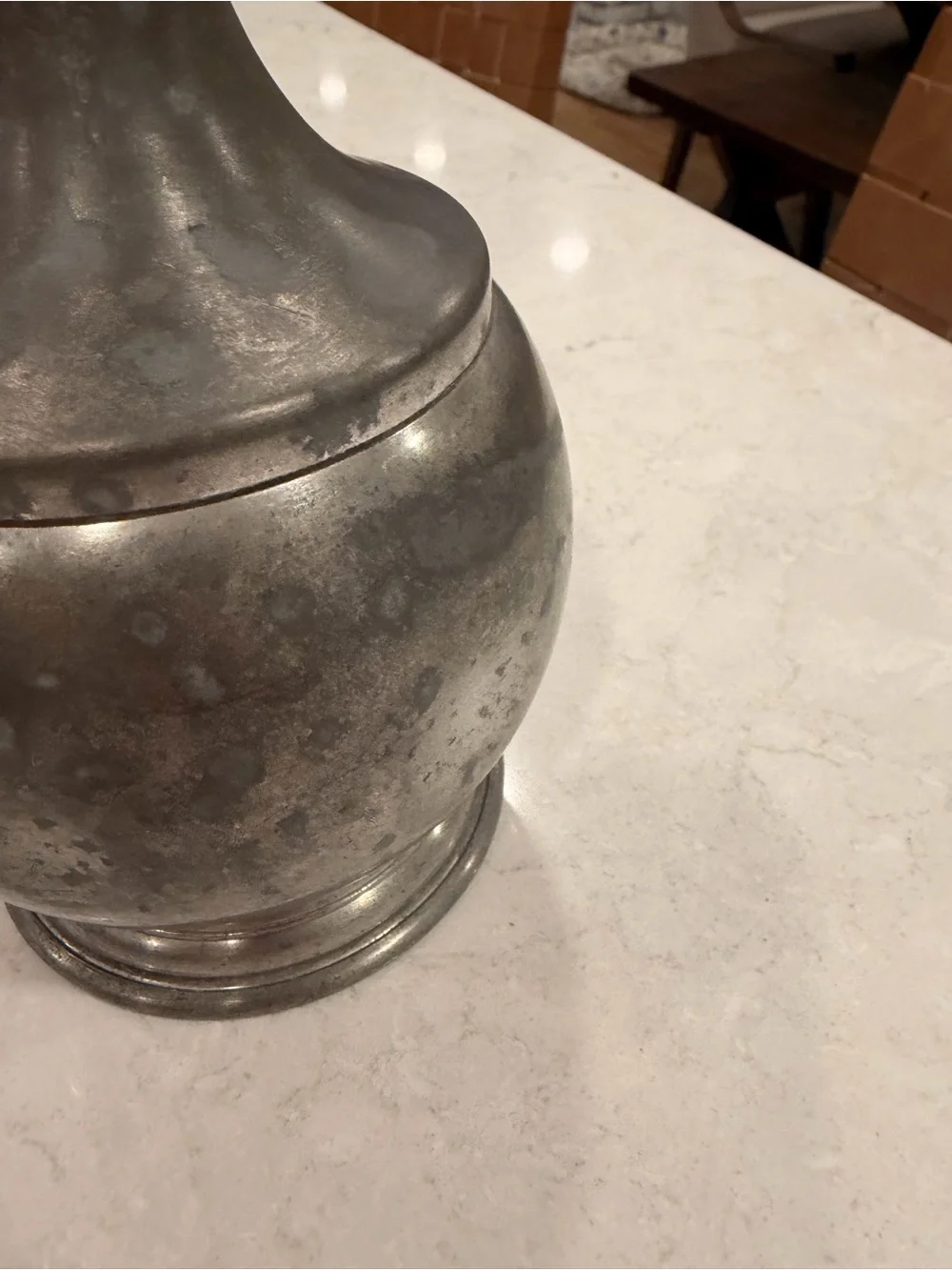 Antique-pewter Metal Vase in Aged Silver
